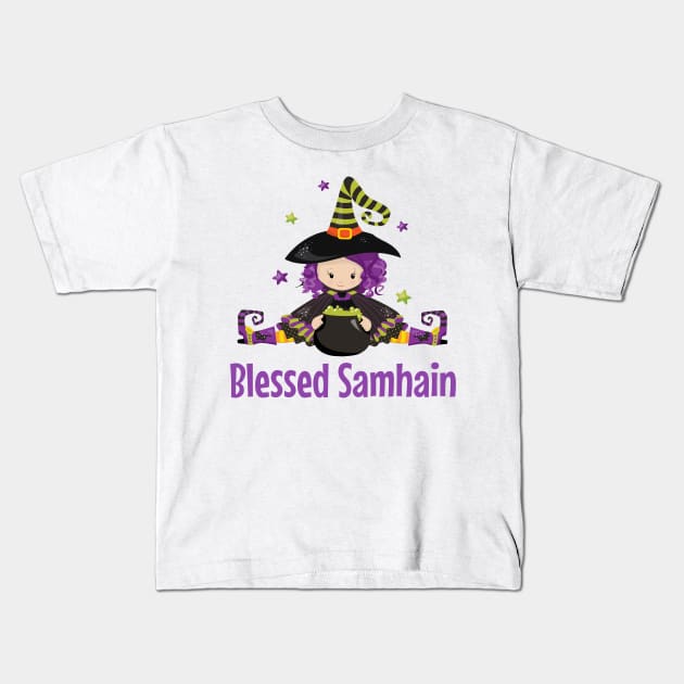 Samhain Witch Gift Wicca Pagan Gifts Witchy Design Kids T-Shirt by InnerMagic